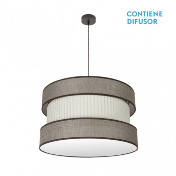 Distribuidor - Lâmpadas Diversas | Colgantes Moderno | COLGANTE HOME 3XE27 MARRON/MARRON-BEIS REGX60X60 CM Ref: 175596002